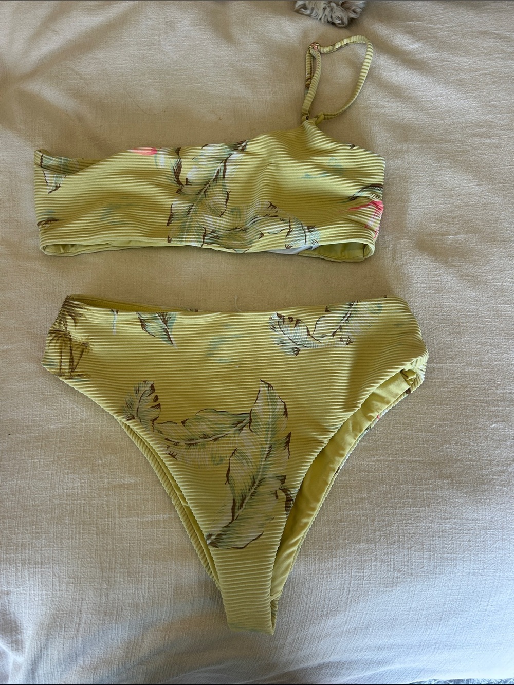 Billabong Yellow Floral Ribbed Bikini Set